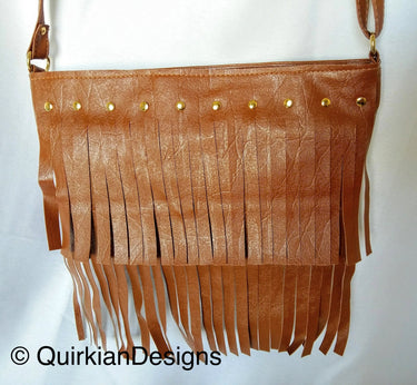 Brown Fake Leather Tassels Bag, Day HandBag, Shopping Handbag, Faux Leather Bag, Office Wear
